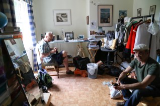 A moment of quiet in the dressing room